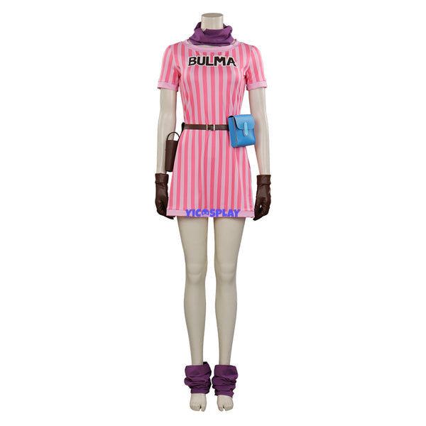 Bulma Pink Stripe Cosplay Costume – Yicosplay