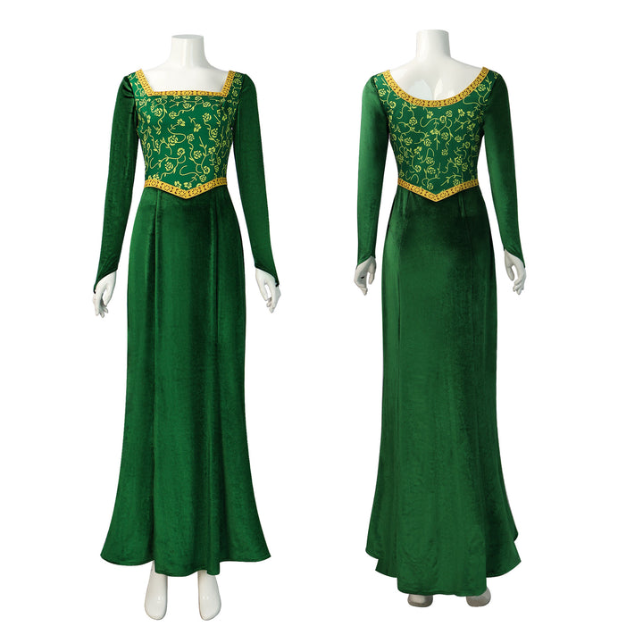 Princess Fiona Halloween Costume Plus Size Green Dress-Yicosplay