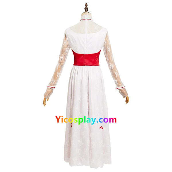 Mary Poppins 1964 Mary Poppins Cosplay Costume Red and White Dress-Yicosplay