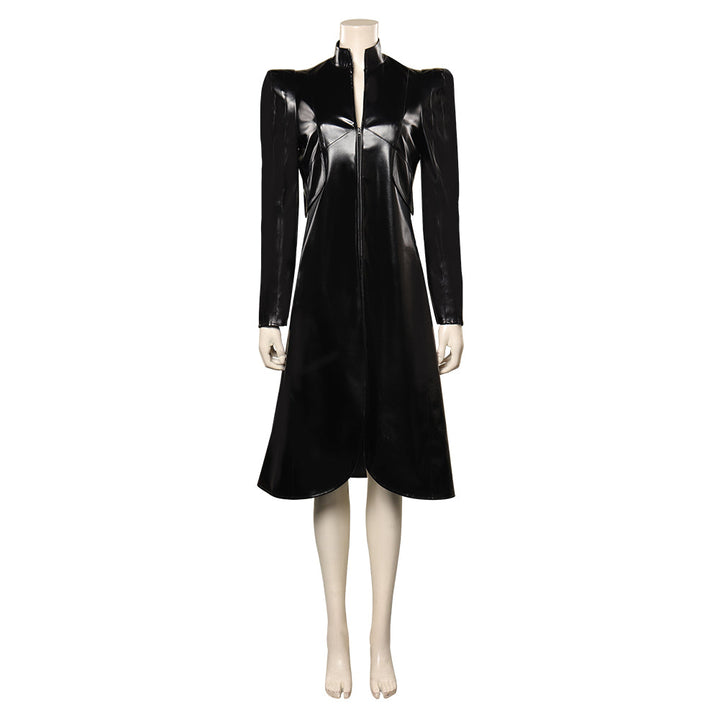 Lucifer Black Faux Leather Longline Coat Cosplay Costume From Yicosplay