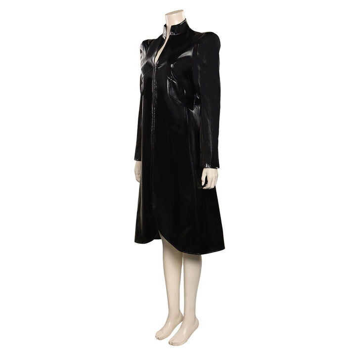Lucifer Black Faux Leather Longline Coat Cosplay Costume From Yicosplay