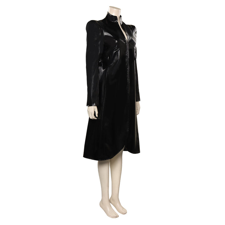 Lucifer Black Faux Leather Longline Coat Cosplay Costume From Yicosplay