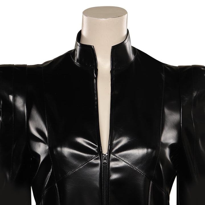 Lucifer Black Faux Leather Longline Coat Cosplay Costume From Yicosplay