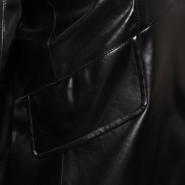 Lucifer Black Faux Leather Longline Coat Cosplay Costume From Yicosplay