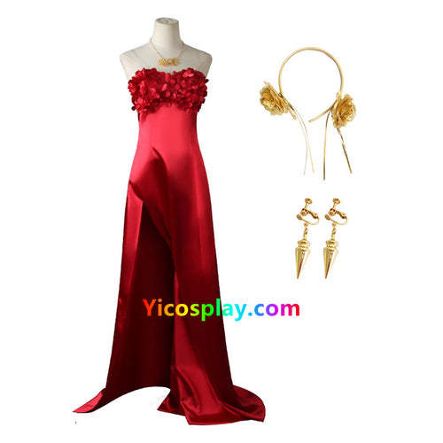 SPY×FAMILY Yor Forger Music Concert Red Dress Cosplay Costume Halloween Suit-Yicosplay