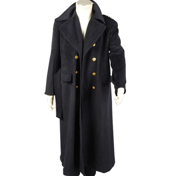 Doctor Who Dr. Dark Blue or Black Wool Trench Adult Cosplay Coat Costumes-Yicosplay