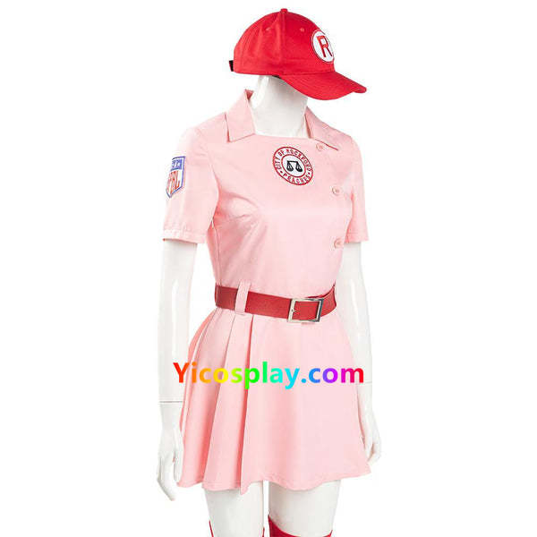 A League of Their Own Dottie Women Pink Dress Outfits Halloween Carnival Suit Cosplay Costume-Yicosplay