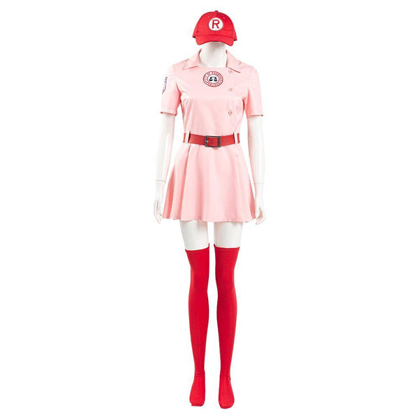 A League of Their Own Dottie Women Pink Dress Outfits Halloween Carnival Suit Cosplay Costume-Yicosplay