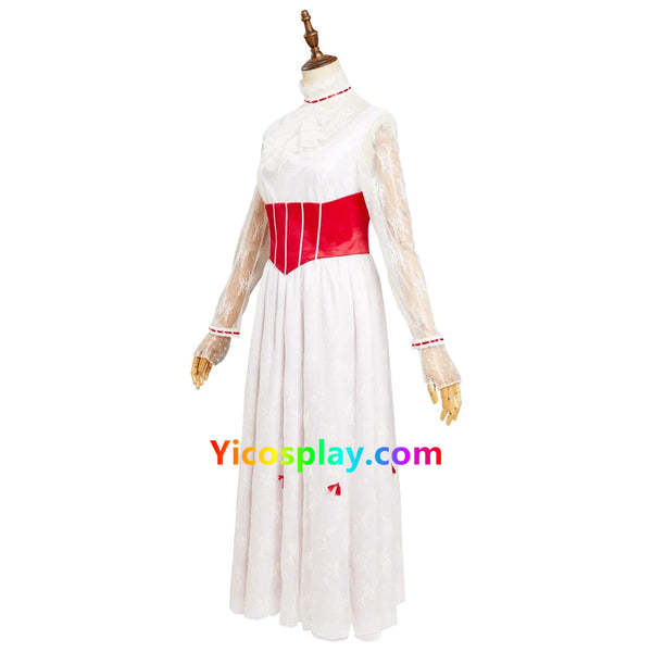 Mary Poppins 1964 Mary Poppins Cosplay Costume Red and White Dress-Yicosplay