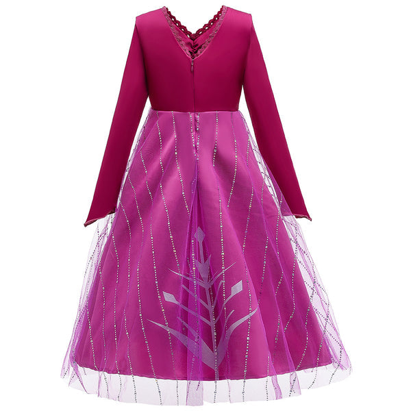 Frozen 2 Elsa Princess Snow Queen Purple Cosplay Costume Purple Dress Up for Kids Girls-Yicosplay