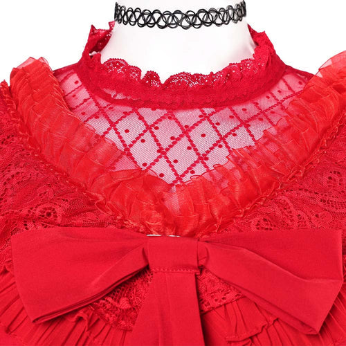 Lydia Deetz Red Wedding Cosplay Dress From Yicosplay