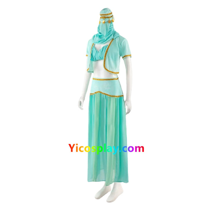 I Dream of Jeannie Evil Sister Womens Green Halloween Costume Dress Outfit for Sale-Yicosplay