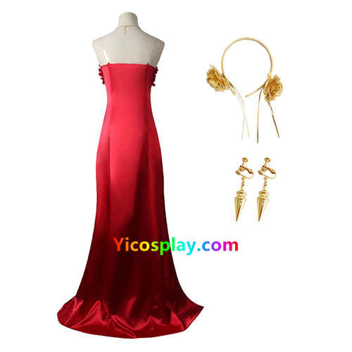 SPY×FAMILY Yor Forger Music Concert Red Dress Cosplay Costume Halloween Suit-Yicosplay