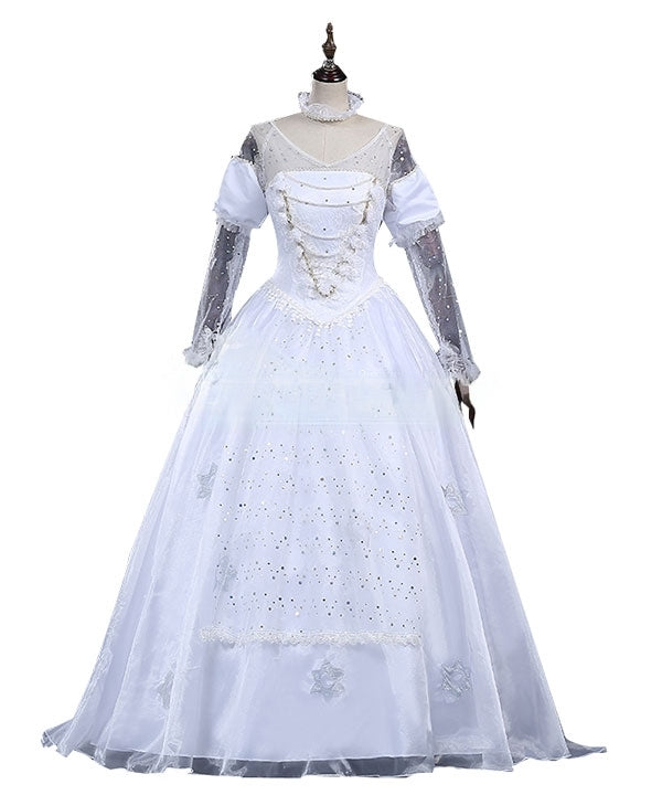 Alice In Wonderland White Queen Costume Cosplay Dress-Yicosplay