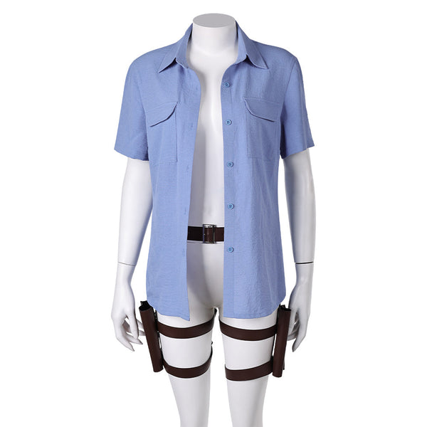 The Last of Us Ellie Women Blue Shirt Set Cosplay Costume From Yicosplay