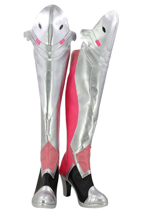 OW Pink Mercy Charity Skin Mercy Angela Ziegler Pink Silver Shoes Cosplay Boots From Yicosplay