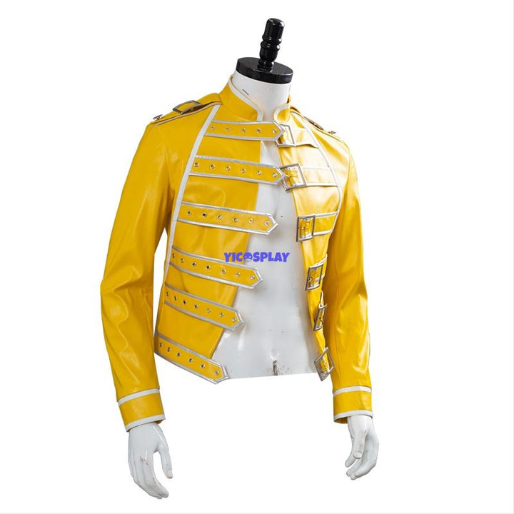 Freddie Mercury Yellow Jacket Costume Cosplay Outfit-Yicosplay