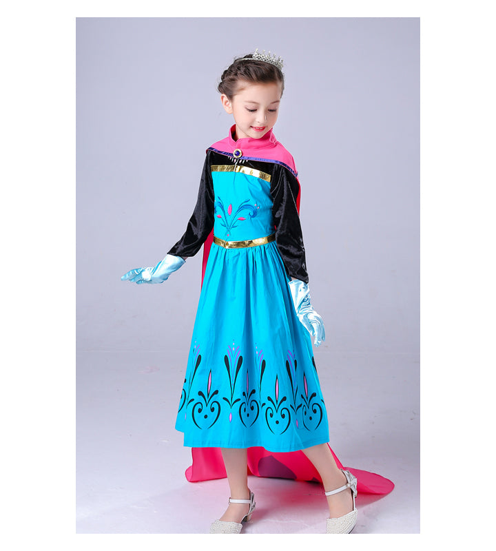 Elsa Coronation Dress Frozen Princess Outfit with Cape for Kids-Yicosplay
